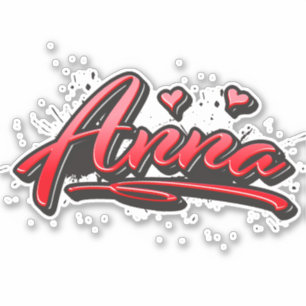 Anna red Heart Graffiti Sticker