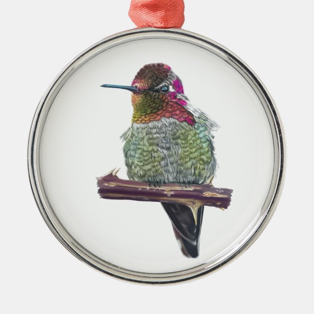 Anna’s Hummingbird Metal Ornament (Front)