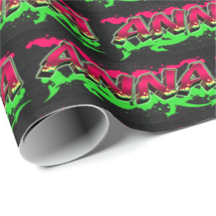 Anna Vorname Name Graffiti red green Wrapping Paper