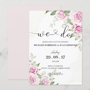 ANNA Wedding Invitation / We Do, Watercolor Pink