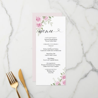 ANNA Wedding Menu / Watercolor Floral Pink Rose