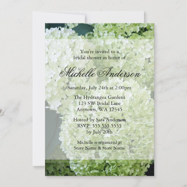 Annabelle Hydrangeas Bridal Shower Invitation (Front)