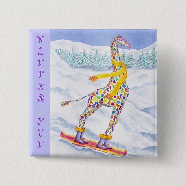 Annabelle on Pow Winter Fun 2 Inch Square Button (Front)