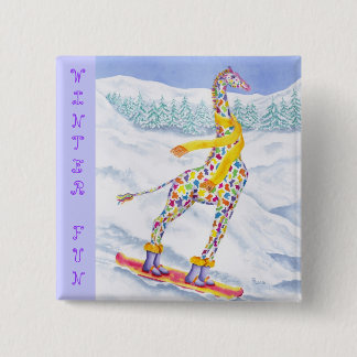 Annabelle on Pow Winter Fun 2 Inch Square Button