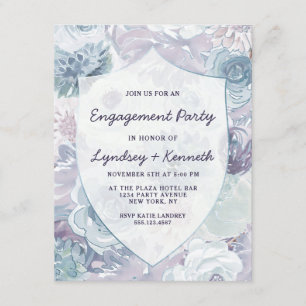Annabelle Vintage Crest Floral Engagement Party Invitation