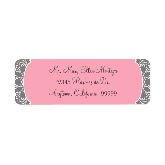 AnnaLiese Damask - Pink and Grey Matching  Labels (Front)