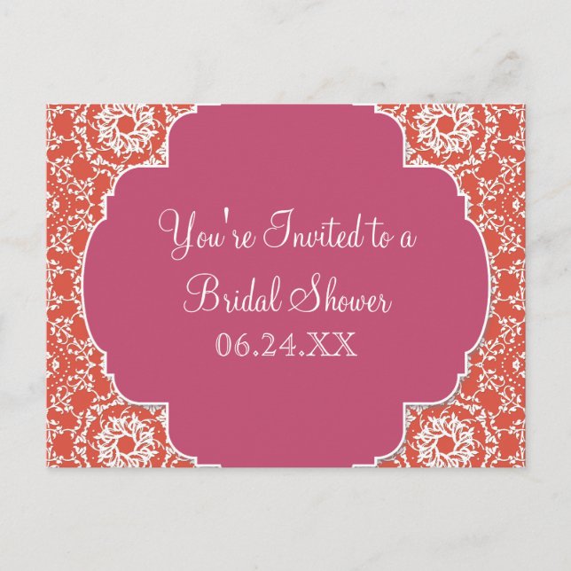 AnnaLiese Damask - Tangerine n Watermelon Invite (Front)