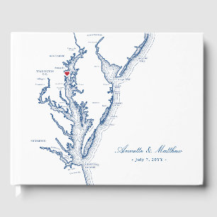Annapolis Chesapeake Bay Map Wedding Guest Book