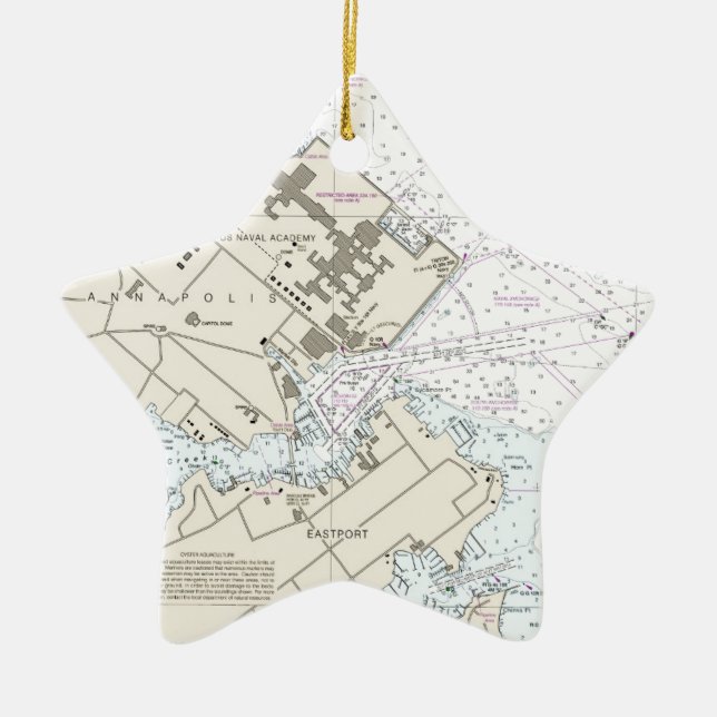 Annapolis Harbour Chart Ceramic Ornament (Front)
