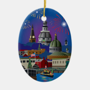 Annapolis Holiday Lights Parade Ceramic Ornament