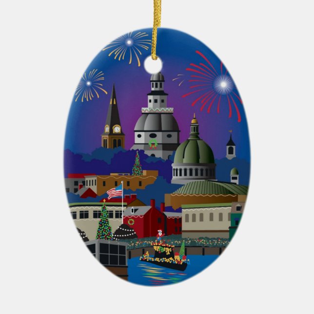 Annapolis Holiday Lights Parade Ceramic Ornament (Front)