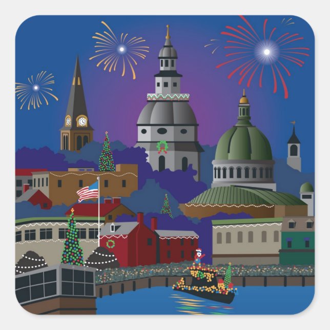 Annapolis Holiday Square Sticker (Front)