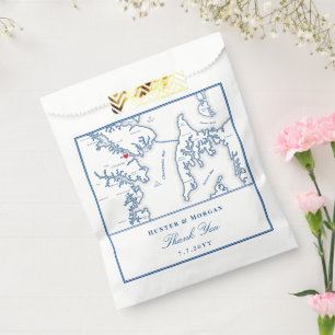 Annapolis Kent Island Map Navy Thank You Wedding Favour Bag