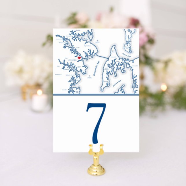  Annapolis Map Elegant Navy Wedding Table Number (Creator Uploaded)
