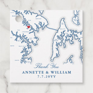 Annapolis Map Navy Blue Wedding Favour Tags