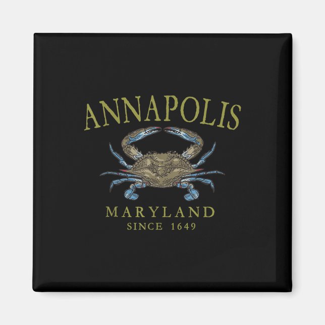 Annapolis Maryland Blue Crab Since 1649 Arched Oli Magnet (Front)
