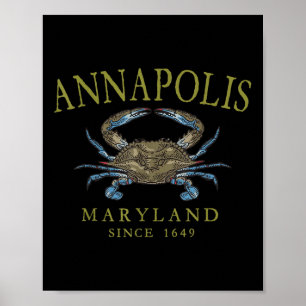 Annapolis Maryland Blue Crab Since 1649 Arched Oli Poster