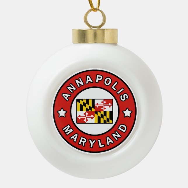 Annapolis Maryland Ceramic Ball Christmas Ornament (Front)