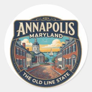 Annapolis Maryland Historic Travel Memory Classic Round Sticker