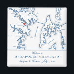Annapolis Maryland Map Destination Wedding Favour Magnet<br><div class="desc">Quick and Easy ordering! These Annapolis MD map magnets make great Virginia wedding favours to include in your Maryland destination wedding welcome bags. Move the heart by clicking "Edit Using design tool" under "Personalize". Featuring a map of Annapolis and Kent Island artwork by Coastal Map Designs Labelled areas on this...</div>