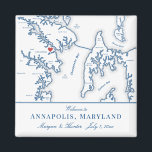 Annapolis Maryland Map Destination Wedding Favour Magnet<br><div class="desc">Quick and Easy ordering! These Annapolis MD map magnets make great Virginia wedding favours to include in your Maryland destination wedding welcome bags. Move the heart by clicking "Edit Using design tool" under "Personalize". Featuring a map of Annapolis and Kent Island artwork by Coastal Map Designs Labelled areas on this...</div>