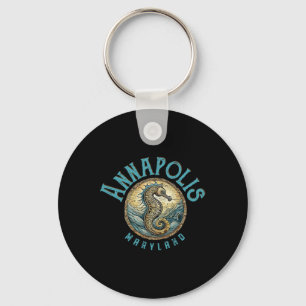 Annapolis Maryland Nautical Seahorse Design  Keychain