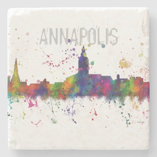 ANNAPOLIS MARYLAND SKYLINE - Stone Drinks Coaster (Front)