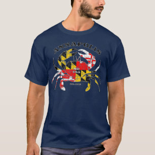 Annapolis Maryland State Flag Crab Pride Fishing T-Shirt
