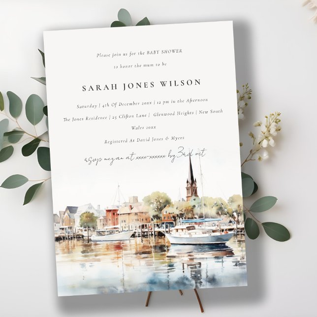 Annapolis Maryland Watercolor Baby Shower Invitation (Creator Uploaded)
