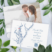 Annapolis Maryland Wedding Elegant Navy QR code