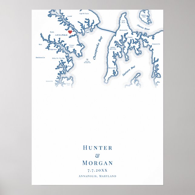 Annapolis MD Map Wedding Elegant Guest Book Poster (Front)