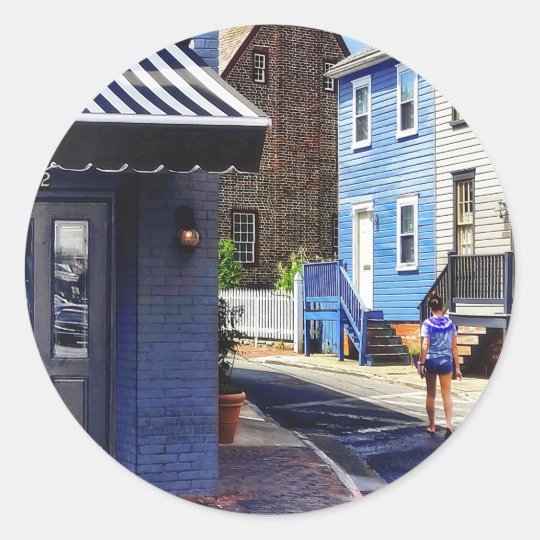 Annapolis MD - Strolling Along Pinkney Street Classic Round Sticker