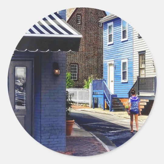 Annapolis MD - Strolling Along Pinkney Street Classic Round Sticker