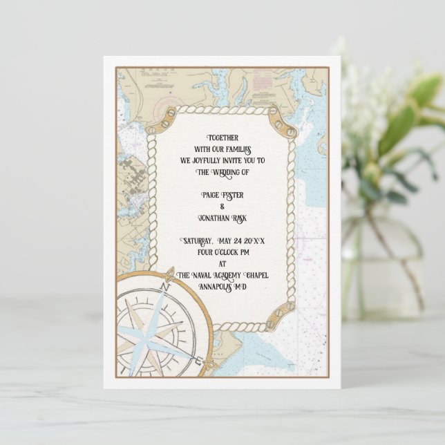 Annapolis MD wedding invitation (Standing Front)