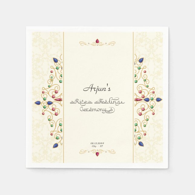 Annaprashan First Rice Ceremony Photo Welcome Sign Napkin (Front)