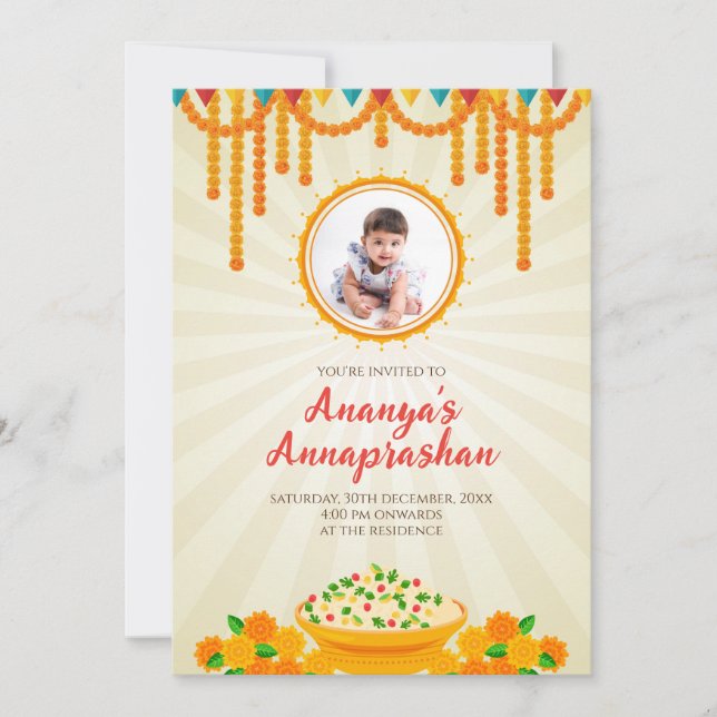 Annaprashana ceremony invites & Pasni invitations (Front)