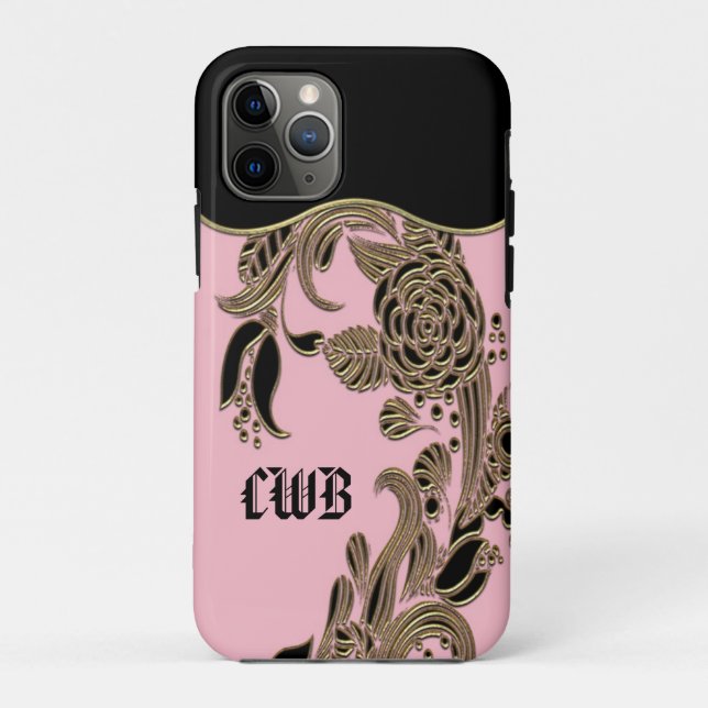 Annarose Elegant Chic Cool Pink Monogram Case-Mate iPhone Case (Back)