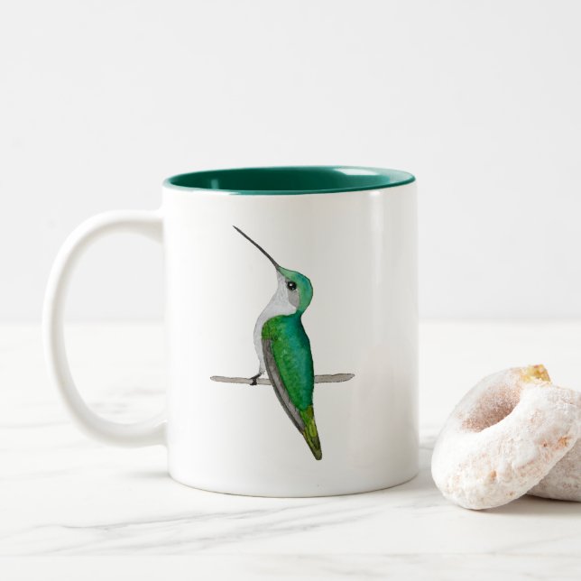 Anna's Hummingbird (Juvenile) Two-Tone Coffee Mug (With Donut)