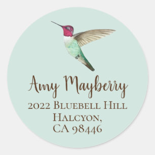 Anna's Hummingbird return address  Classic Round S Classic Round Sticker