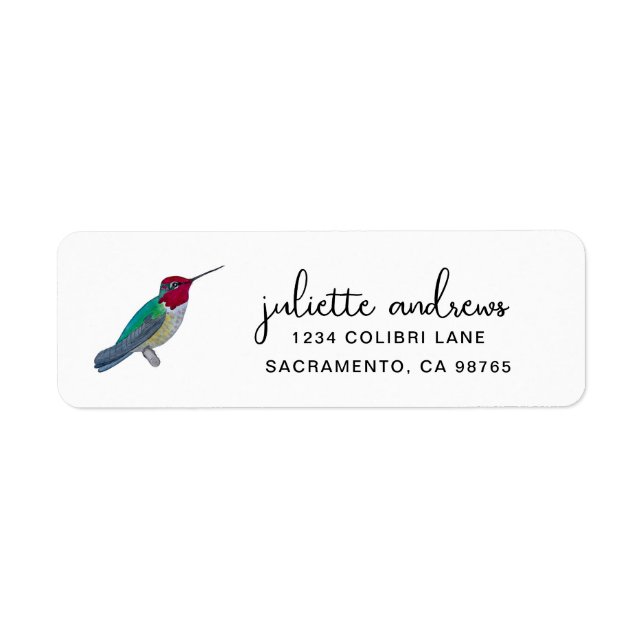 Anna's Hummingbird  Return Address Label (Front)