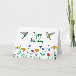 Anna's Hummingbirds and Wildflowers Birthday Card