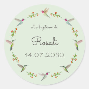 Anna's Hummingbirds Baptism Classic Round Sticker