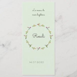 Anna's Hummingbirds Baptism Menu