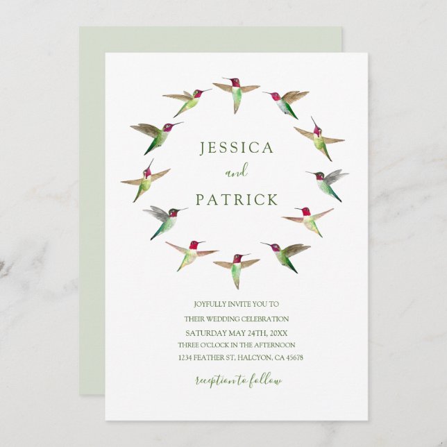 Anna's Hummingbirds Invitation (Front/Back)