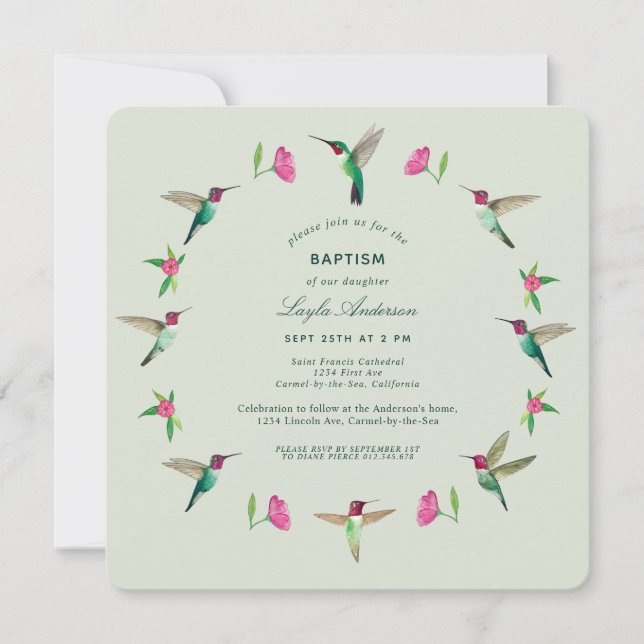 Anna's Hummingbirds Invitation (Front)