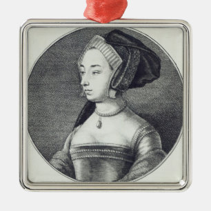 Anne Boleyn, etched by Wenceslaus Hollar, 1649 Metal Ornament
