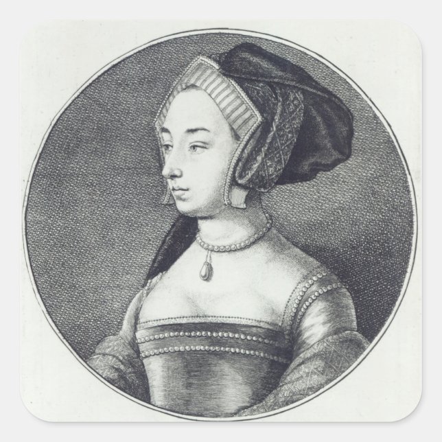 Anne Boleyn, etched by Wenceslaus Hollar, 1649 Square Sticker (Front)