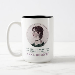 Anne Bronte Portrait and Quote My Soul is Awakened Two-Tone Coffee Mug
