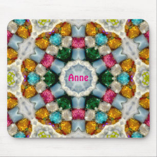 ANNE ~ Colourful Gems Pattern ~ Personalised Mouse Pad