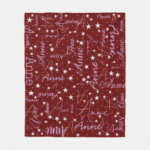 Anne custom name&stars dark-red fleece blanket